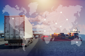 Logistics process. International transport logistics. Transportation of goods between continents....