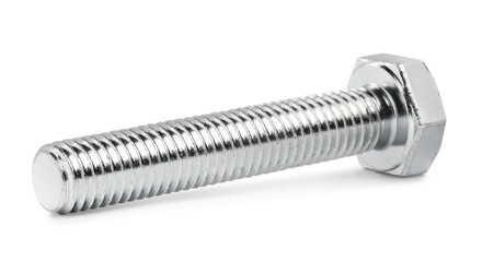 One metal hex bolt isolated on white