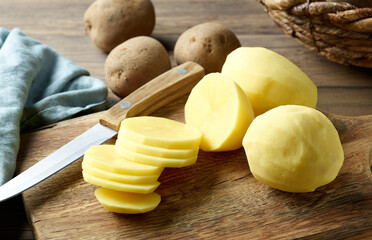 fresh raw peeled potatoes