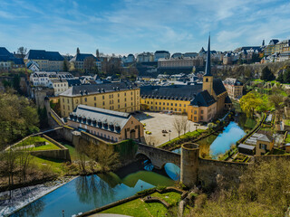 Luxembourg old town on River Alzette from above