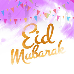 Eid Mubarak  Beautiful text handwritten lettering design for graphic posters, greeting cards,s, etc.