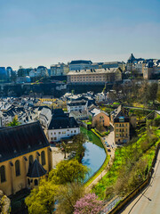 Luxembourg old town on River Alzette from above