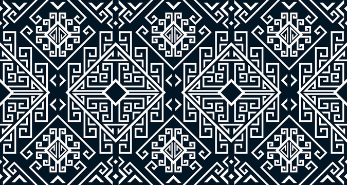 Abstract ethnic geometric print pattern design repeating background texture in black and white. EP.5