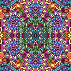 Colorful Mandala Flowers Pattern Boho Symmetrical 1126