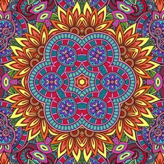 Colorful Mandala Flowers Pattern Boho Symmetrical 1107