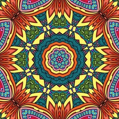 Colorful Mandala Flowers Pattern Boho Symmetrical 1063
