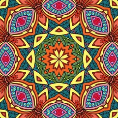 Colorful Mandala Flowers Pattern Boho Symmetrical 1061