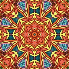 Colorful Mandala Flowers Pattern Boho Symmetrical 1058