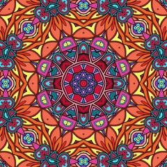 Colorful Mandala Flowers Pattern Boho Symmetrical 1051
