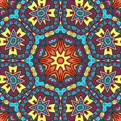 Colorful Mandala Flowers Pattern Boho Symmetrical 1047