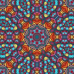 Colorful Mandala Flowers Pattern Boho Symmetrical 1046