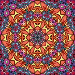 Colorful Mandala Flowers Pattern Boho Symmetrical 1043