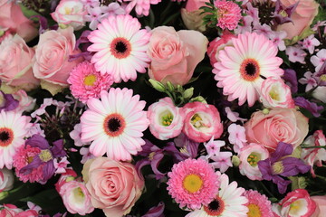 Mixed pink wedding flowers