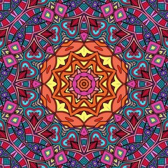 Colorful Mandala Flowers Pattern Boho Symmetrical 1028
