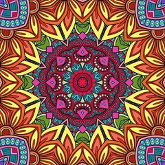Colorful Mandala Flowers Pattern Boho Symmetrical 978