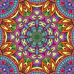 Colorful Mandala Flowers Pattern Boho Symmetrical 976