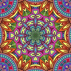 Colorful Mandala Flowers Pattern Boho Symmetrical 976