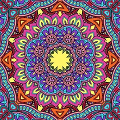 Colorful Mandala Flowers Pattern Boho Symmetrical 973
