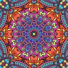 Colorful Mandala Flowers Pattern Boho Symmetrical 972