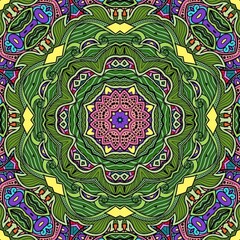 Colorful Mandala Flowers Pattern Boho Symmetrical 965