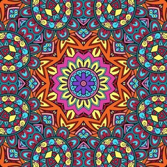 Colorful Mandala Flowers Pattern Boho Symmetrical 958