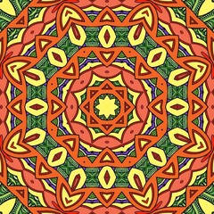 Colorful Mandala Flowers Pattern Boho Symmetrical 949