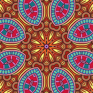 Colorful Mandala Flowers Pattern Boho Symmetrical 952