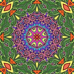 Colorful Mandala Flowers Pattern Boho Symmetrical 908