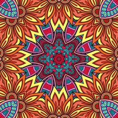 Colorful Mandala Flowers Pattern Boho Symmetrical 904