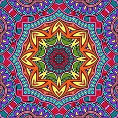 Colorful Mandala Flowers Pattern Boho Symmetrical 897