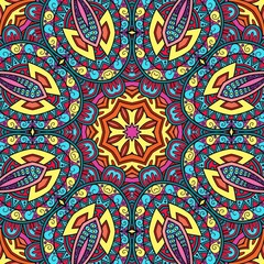 Colorful Mandala Flowers Pattern Boho Symmetrical 887
