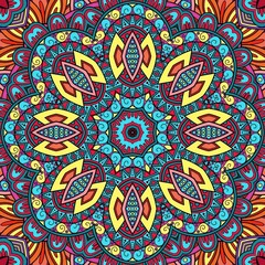 Colorful Mandala Flowers Pattern Boho Symmetrical 883