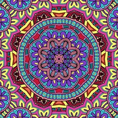 Colorful Mandala Flowers Pattern Boho Symmetrical 870