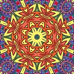 Colorful Mandala Flowers Pattern Boho Symmetrical 864