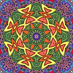 Colorful Mandala Flowers Pattern Boho Symmetrical 863