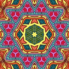 Colorful Mandala Flowers Pattern Boho Symmetrical 822