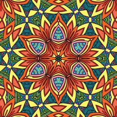 Colorful Mandala Flowers Pattern Boho Symmetrical 811