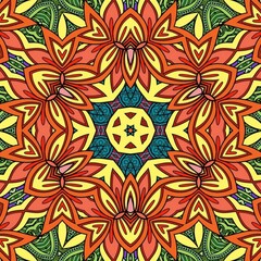 Fototapeta premium Colorful Mandala Flowers Pattern Boho Symmetrical 808