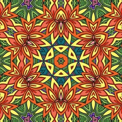 Colorful Mandala Flowers Pattern Boho Symmetrical 764