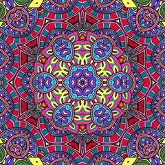 Colorful Mandala Flowers Pattern Boho Symmetrical 708