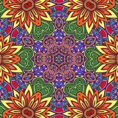 Colorful Mandala Flowers Pattern Boho Symmetrical 705