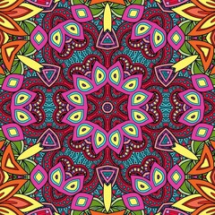Colorful Mandala Flowers Pattern Boho Symmetrical 645