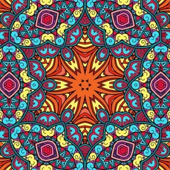 Colorful Mandala Flowers Pattern Boho Symmetrical 626