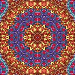 Colorful Mandala Flowers Pattern Boho Symmetrical 555