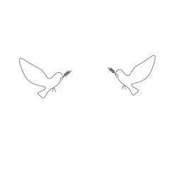 Birds dove line drawing vector illustration
