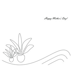 Happy mothers day card line drawing vector illustration