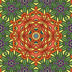 Colorful Mandala Flowers Pattern Boho Symmetrical 366
