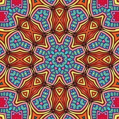 Colorful Mandala Flowers Pattern Boho Symmetrical 180
