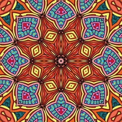 Colorful Mandala Flowers Pattern Boho Symmetrical 175