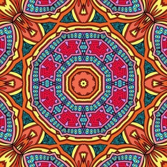 Colorful Mandala Flowers Pattern Boho Symmetrical 110